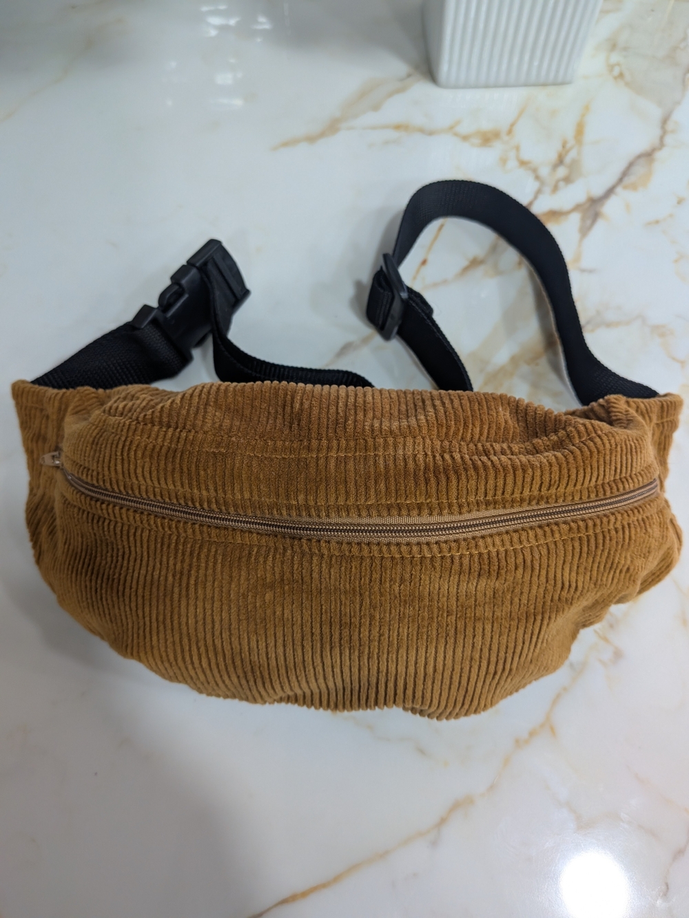 Corduroy Fanny Pack Belt Bag in Camel Brown